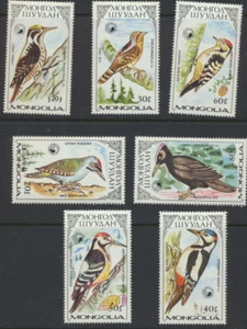 Mongolia pájaros carpinteros, flora, fauna, aves SCOTT # 1555-1561 como nuevo NH conjunto completo - Imagen 1 de 1