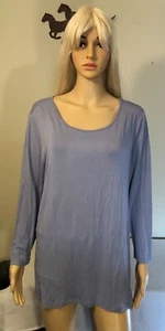 MULTIPLES Women Blue Long Sleeve T-shirt Blouse XL New With Tags - Picture 1 of 10