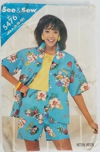 Butterick See & Sew Pattern 5476 Miss Sz A (8-10-12) Shirt & Shorts uncut - Bild 1 von 7