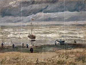 Mosaic Ceramic Panel of Vincent van Gogh Painting Backsplash Tile Beach Mural - Picture 1 of 6