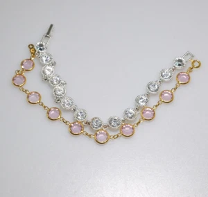 Lot of 2  Bracelets Napier crystal Rhinestone pink clear both signed 1 napier 7" - Picture 1 of 8