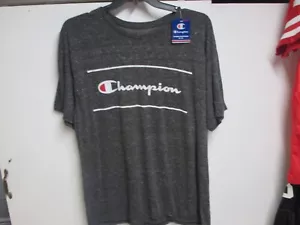 CHAMPION MENS CLASSIC LOGO SHORT SLEEVE T SHIRT (2XL) NWT BLACK HEATHERED SOFT! - Picture 1 of 4