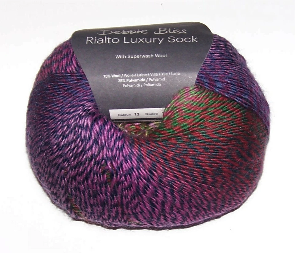 100 gm ball of Debbie Bliss RIALTO LUXURY SOCK knitting yarn Color #13 MONTREUX - Image 1 of 1