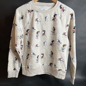 NWT American Eagle AE x Peanuts Fleece Winter Theme Snoopy Sweatshirt Women's XS - Picture 1 of 18