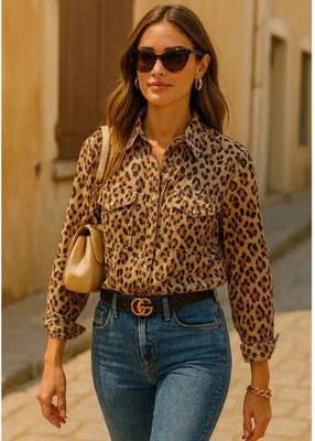 Lauren Ralph Lauren 3x Button Up Shirt Women Leopard Print Top Long Sleeve - Image 1 of 4