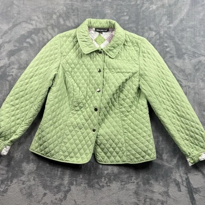 Chaqueta Briggs New York Mujer PL Verde Acolchada Sólida Botón Corto Poliéster Foto 1 de 4