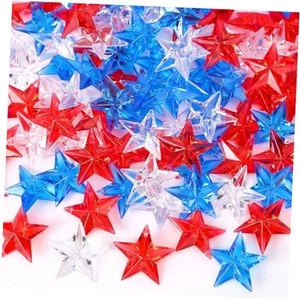 120Pcs Patriotic Acrylic Star Ornaments Vase Filler Blue Transparent Red - Picture 1 of 8