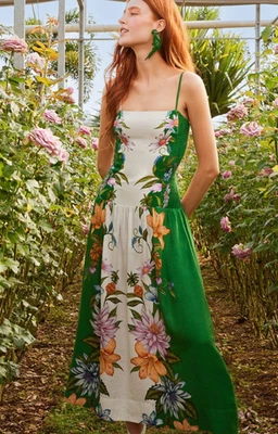 💕$260 FARM RIO SWEET BLOOM DREAMSCAPE MIDI DRESS NWT BEAUTIFUL SZ LARGE - Image 1 of 4