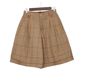 Vintage Pleated Plaid Tapered High Rise Shorts Size 6 Preppy Academia 90s Mom - Picture 1 of 13