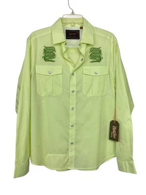 Howler Bros Men's Gaucho Snap Front Western Shirt Slithering Snakes Yellow S NWT - Image 1 of 4