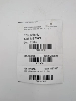 Driver Side View Mirror Electric Non-heated Fits 17-18 SANTA FE 347812 - Image 1 of 4