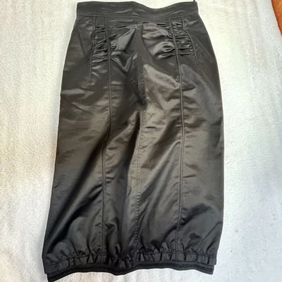 Nina Ricci Women’s Black Pencil Skirt Size 36 Cotton Silk Ruched Made in France - Image 1 of 4