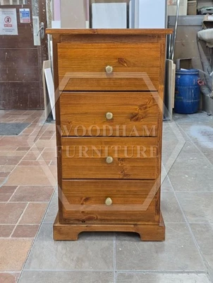 HANDMADE BALTIC SOLID PINE 4 DRAWER BEDSIDE GOLDEN OAK POLISHED (NOT FLATPACKED) - Image 1 of 4