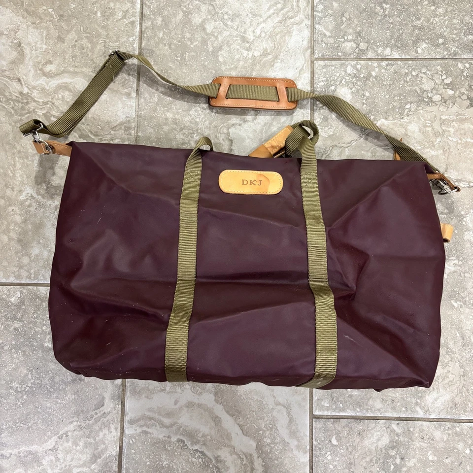 Bolso de Viaje Jon Hart The Weekender Borgoña Lona Recubierta Bolso de Lona Equipaje Foto 1 de 4