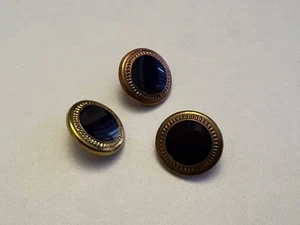 Drei Vintage goldfarbene Metall schwarz Nähen Knöpfe Schaft rund 5/8" Kupfer - Bild 1 von 5