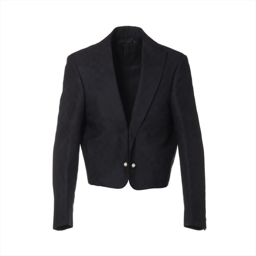 LOUIS VUITTON（LV） Louis Vuitton 24SS Giacca Lana 46 Uomo Nero RM241 Damier Misto Lana Seta Crop d