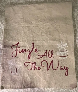 Vintage Ornamente Siebdruck "Jingle All The Way" Weihnachten Tischläufer 68x14 - Bild 1 von 14