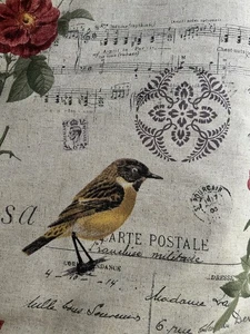 PARIS MUSIK VÖGEL LEINEN BAUMWOLLMISCHUNG POLSTERUNG DRAPIERUNG KISSENSTOFF ~ WUNDERSCHÖN - Bild 1 von 10