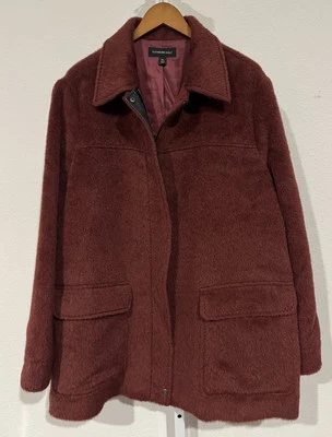 Katherine Kelly Women's Size XL Alpaca Blend Coat $999 Cranberry Red Zip - Image 1 of 4