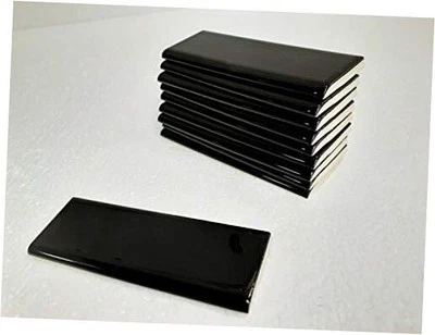 Black 2x6 in Ceramic Tile Bullnose Trim Edge 2 x 6 inch  Box 10 Piece  - Image 1 of 4