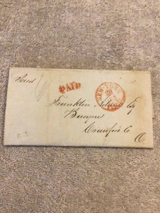 1848 Stampless Cover/Letter New York to Biscayne OH Salesman’s Flyer  C#HM - Picture 1 of 3
