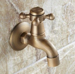 Grifo de agua antiguo de latón montado en la pared para fregadero de cocina y fregona para piscina 8na019 - Imagen 1 de 4