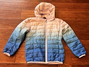 Eddie Bauer Blue Purple Girls XS 5/6 Full Zip Lightweight Hoodie Puffer Jacket - Picture 1 of 12