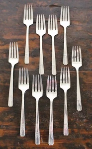 Oneida GRENOBLE Prestige 10 FORKS Salad Individual Silver plate Art Deco Vintage - Picture 1 of 5