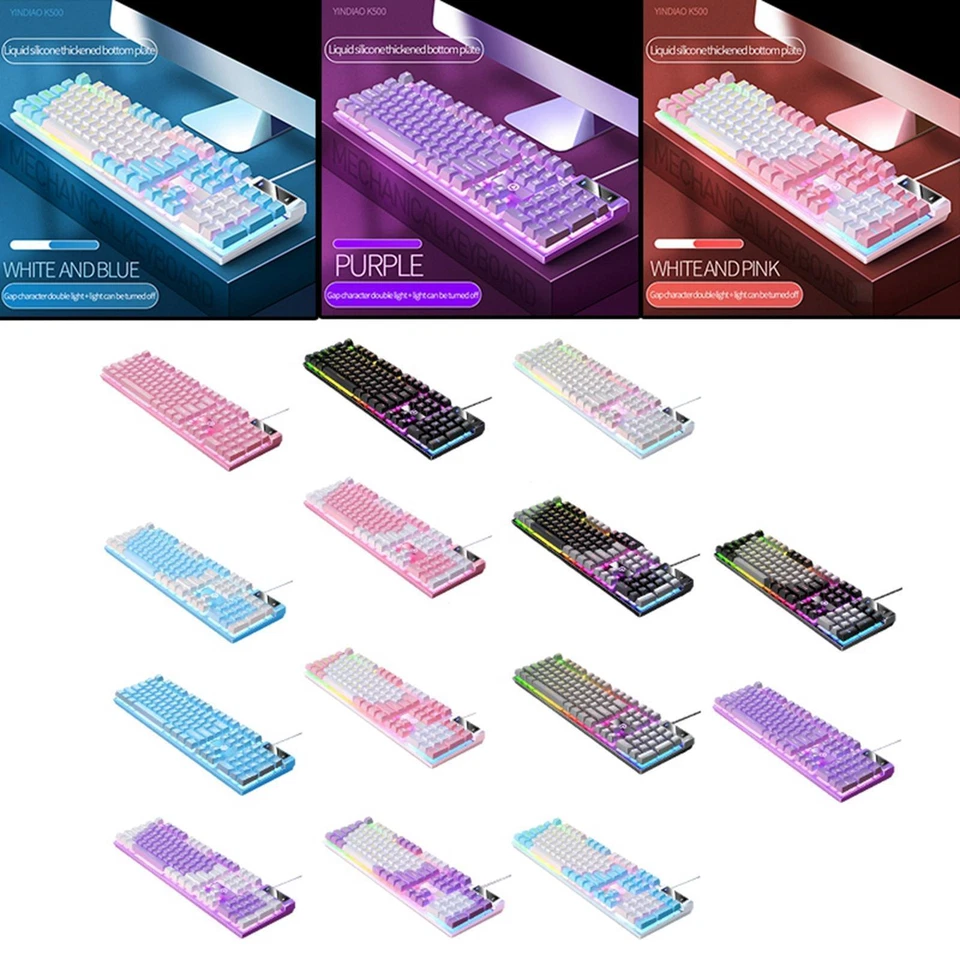 Mechanical Gaming Keyboard USB RGB Backlit Multimedia Controls for Computer - Image 1 of 1