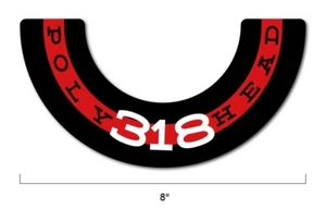 NEW POLY HEAD 318 AIR CLEANER DECAL Carburetor for Dodge Chrysler Plymouth Mopar - Picture 1 of 9
