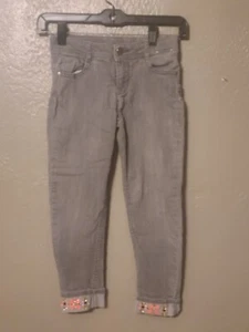 Gymboree Adjustable Waist Sequin Cuffed Jeans Girls Size 6 - Picture 1 of 9