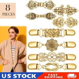 8Pcs Retro Sweater Clips Cinch Shawl Cardigan Collar Dress Shirt Brooch Clips - Picture 1 of 8