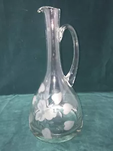 Brotola decanter vino floreale vetro inciso vintage con manico made in Romania - Foto 1 di 13