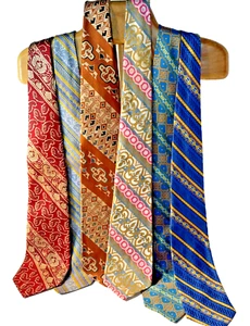 6 Vintage Neck Ties Fahlgren Danbury Conquistador Iveys Retro Striped Textured - Picture 1 of 24