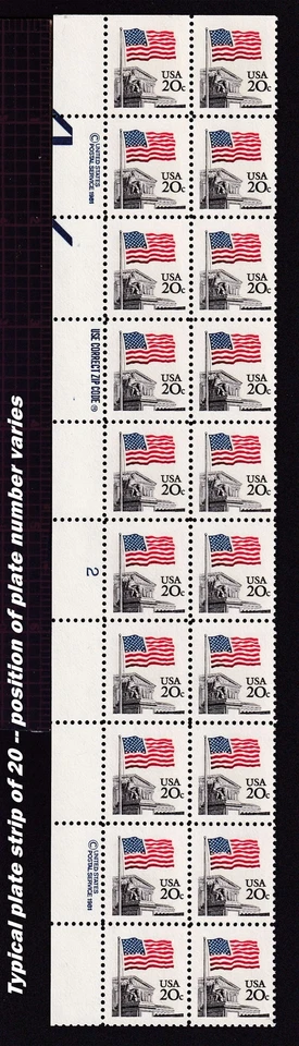 1981 Sc 1894 MNH plate strip dull gum plate number 2 L-Perf 10.9 X 10.9 -TYPICAL - Image 1 of 1