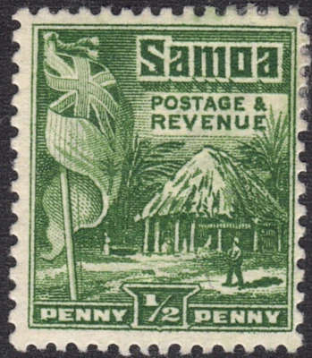 1921 Samoa SC# 142 - British Flag and Samoan House - M-H - Image 1 of 2