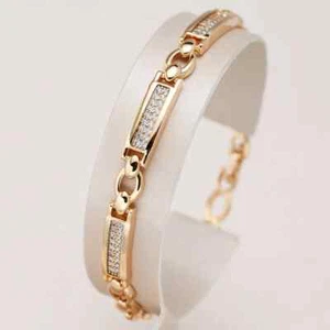 Fashion Rose Gold Square Link Bracelet for Women Bracelets Ethnic Wedd Jewelry - Picture 1 of 14