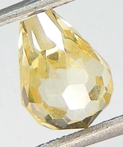 TOP DRILLED BRIOLETTE 8x6 LIGHT YELLOW CANARY CUBIC ZIRCONIA CZ - Picture 1 of 4