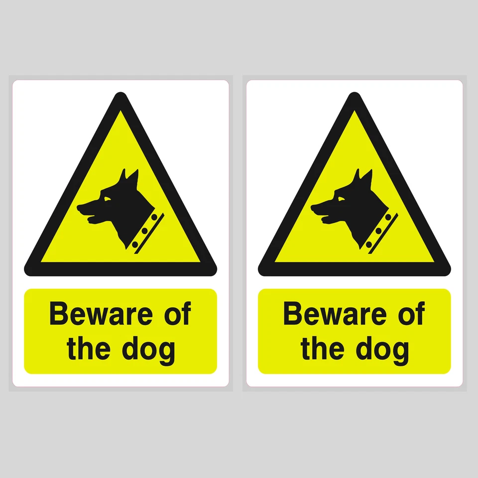 ADOREPRINT 2 x Beware of the dog - Self adhesive Backed Stickers - Warning Stickers