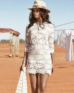 Spell & the Gypsy "Rosamond" lace mini dress in white size XS/UK8 - Foto 1 di 11