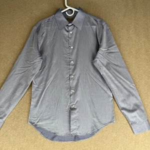 Zara Limited Edition Men Size L Solid Blue Cotton Long Sleeve Casual Shirt - Picture 1 of 15