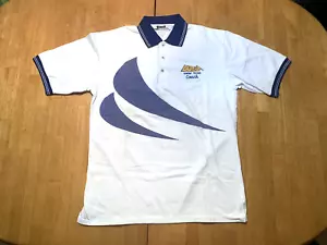Lasers Swim Team Coach Polo Shirt Men's Large White Short Sleeve Embroidered EUC - Picture 1 of 12