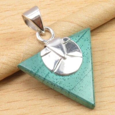 Colgante MALAQUITA de plata de ley 925 maciza de 1,2" auténtica joyería de piedras preciosas Foto 1 de 2
