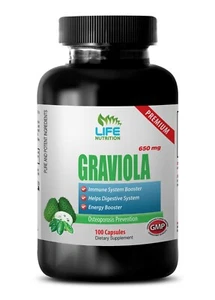 immune support pills - GRAVIOLA 650mg - energy booster 1 Bottle 100 Capsules - Picture 1 of 12