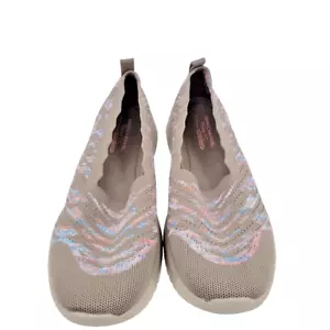 Skechers Relaxed Fit Memory Foam wms 10 Flat Taupe Slip On Knit Comfort Casual - Picture 1 of 11