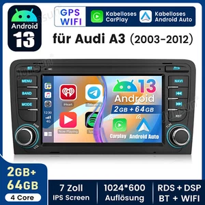 Für Audi A3 S3 RS3 8P 2+64 GB Carplay Autoradio Android 13 GPS Navi RDS WIFI BT - Bild 1 von 18