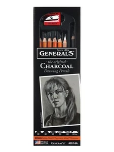 General's Charcoal Drawing Pencils Set - set of 6 - Picture 1 of 1