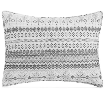 Martha Stewart King Sham, franela de hadas, blanco/negro/gris 👍 Foto 1 de 4