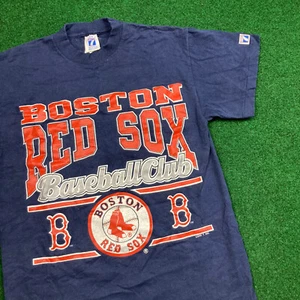 Vintage Logo 7 Boston Red Sox Shirt Mens M Blue MLB Club Single Stitch 90s USA - Picture 1 of 11