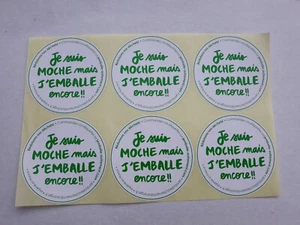 Lot de 60 étiquettes "Je suis MOCHE mais j'EMBALLE encore! emballage ECONOMIQUE - Picture 1 of 4